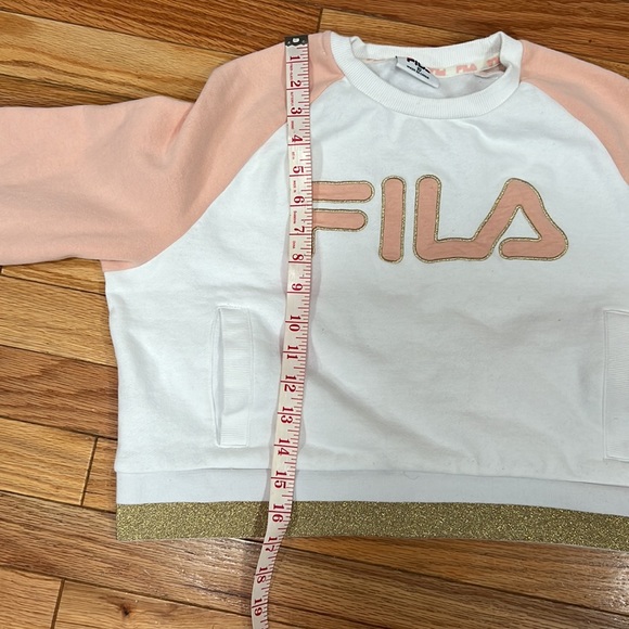 GUC🧡Fila Pink and White Sweatshirt jumper with Gold Sprinkle - Picture 9 of 10